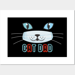 Cat Dad Wearing A Mask Pattern Graphic illustration Posters and Art